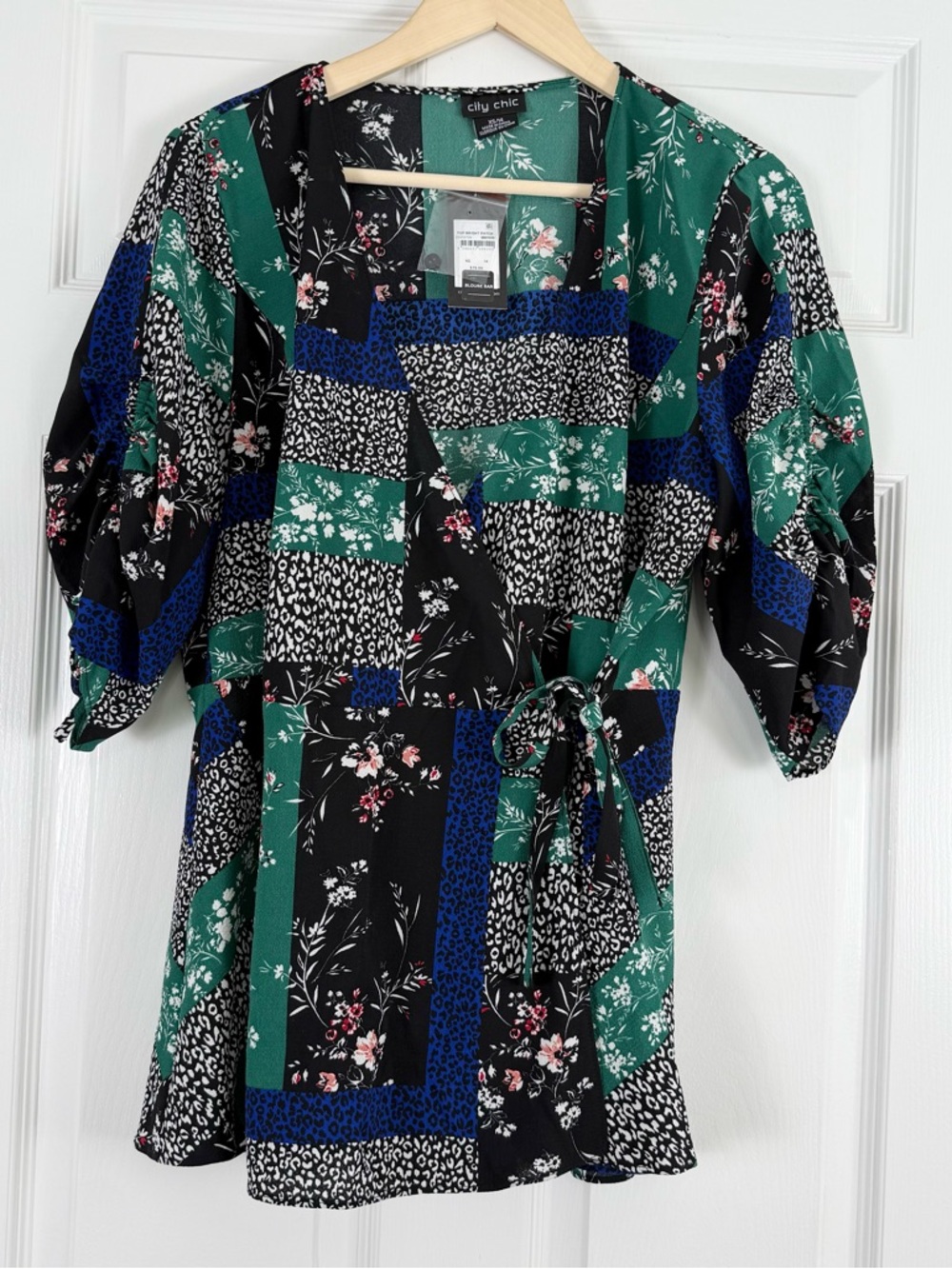 Patchwork Ditzy Floral True Wrap Top Size 14